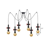 Industrial Globe Led Ceiling Light With Amber Glass And Multiple Heads