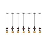 Antiqued Sphere Chandelier With Led Lights - 3/5/7-Bulb Amber Glass Pendant In Black