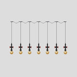 Antiqued Sphere Chandelier With Led Lights - 3/5/7-Bulb Amber Glass Pendant In Black