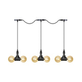 Amber Glass Ball Pendant Lamp With Multiple Black Led Lights