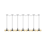 Amber Glass Ball Pendant Lamp With Multiple Black Led Lights