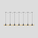 Amber Glass Ball Pendant Lamp With Multiple Black Led Lights