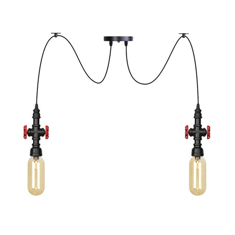 Vintage Amber Glass Multi Pendant Light - 2/3/6-Light Coffee Shop Led Swag Suspension Lamp In Black