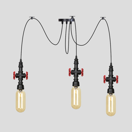 Vintage Amber Glass Multi Pendant Light - 2/3/6-Light Coffee Shop Led Swag Suspension Lamp In Black