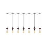 Industrial Amber Glass Multi-Pendant Hanging Lamp Kit - Black Capsule Tandem 3/5/7-Light Option For