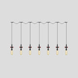 Industrial Amber Glass Multi-Pendant Hanging Lamp Kit - Black Capsule Tandem 3/5/7-Light Option For