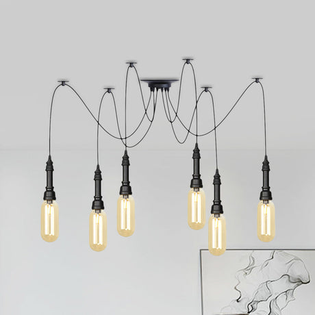 Antiqued Amber Glass Capsule Ceiling Light - 2/3/6 Heads With Black Swag Led Suspension Pendant