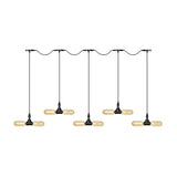 Antiqued Amber Glass Led Pendant Light With Black Hanging Capsule - 6/10/14-Light Tandem Multi Lamp