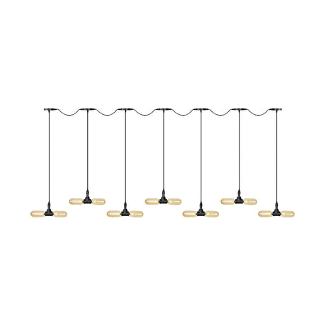 Antiqued Amber Glass Led Pendant Light With Black Hanging Capsule - 6/10/14-Light Tandem Multi Lamp