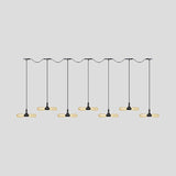 Antiqued Amber Glass Led Pendant Light With Black Hanging Capsule - 6/10/14-Light Tandem Multi Lamp