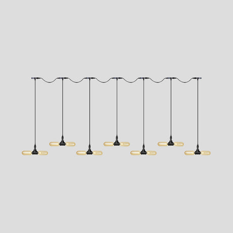 Antiqued Amber Glass Led Pendant Light With Black Hanging Capsule - 6/10/14-Light Tandem Multi Lamp