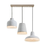 Vintage Cement Pendant Lamp With Multiple Hanging Geometry Bulbs - Grey (Linear/Round Canopy)