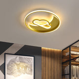 Contemporary Gold Led Ceiling Lamp With Star/Loving Heart Acrylic Shade - Flush Mount Fixture For