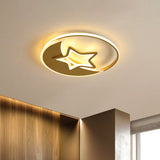 Contemporary Gold Led Ceiling Lamp With Star/Loving Heart Acrylic Shade - Flush Mount Fixture For