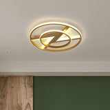 Crown/V-Shaped Acrylic Ceiling Mount Led Golden Flushmount Light - Kids Style Living Room