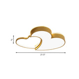 Gold Loving Heart Led Flush-Mount Ceiling Lamp For Kids With Acrylic Shade