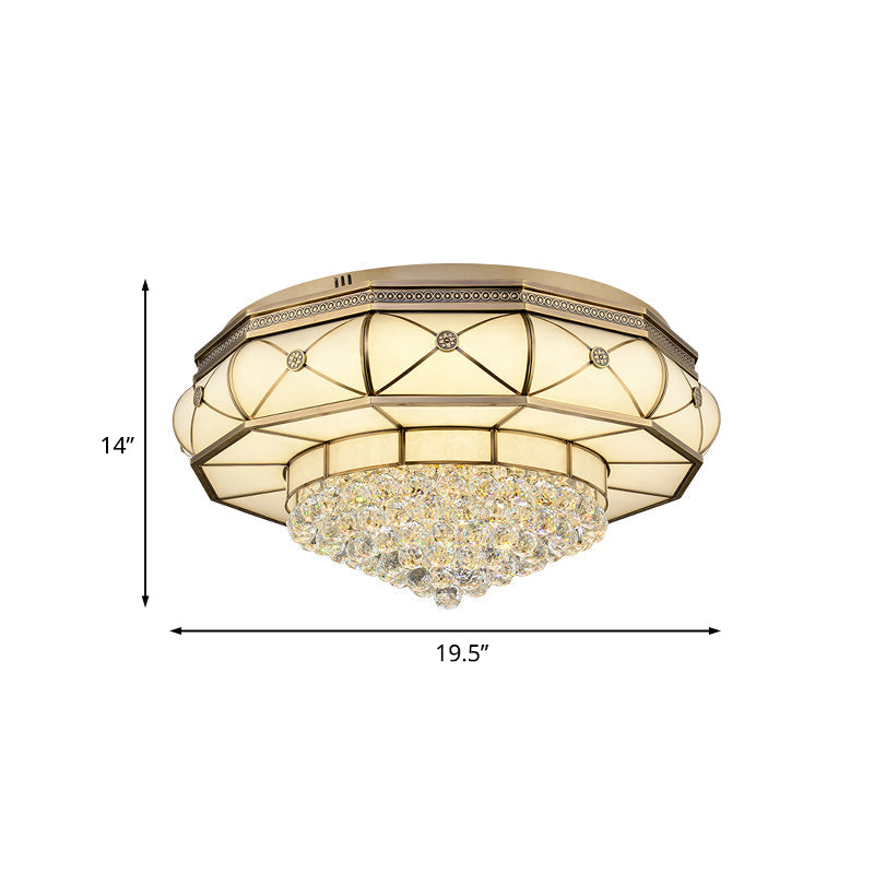 Frosted Glass Led Ceiling Light With Crystal Ball For Modern Bedrooms