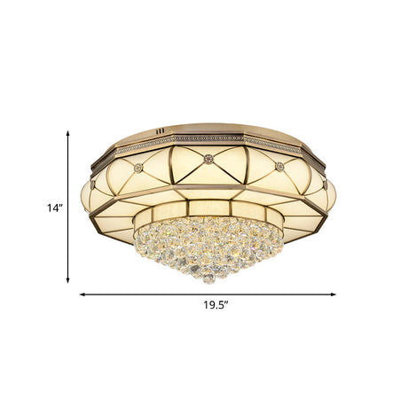 Frosted Glass Led Ceiling Light With Crystal Ball For Modern Bedrooms