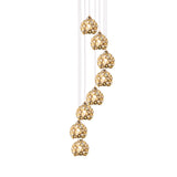 Modernist Silver Ceiling Light With Amber Crystal Accent 5/8 Heads Multi Hanging Lamp Kit