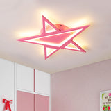 Blue/Pink Led Acrylic Star Flush Mount For Modern Bedroom Ceiling Lighting Pink