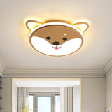 Kids Led Flush Mount Cartoon Doggy Ceiling Light With Yellow Acrylic Shade In Warm/White