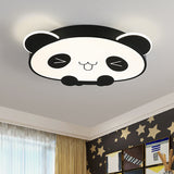 Black/Pink Panda Led Flushmount Fixture Modern Acrylic Ceiling Light For Bedroom Black