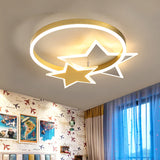 Contemporary Gold Led Flush Mount Lamp With Star Design - Bedroom Ceiling Fixture In Warm/White