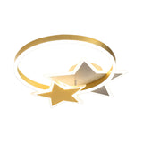 Contemporary Gold Led Flush Mount Lamp With Star Design - Bedroom Ceiling Fixture In Warm/White