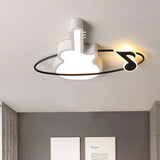 Musical Note Acrylic Led Ceiling Light For Bedroom - Contemporary White Flushmount
