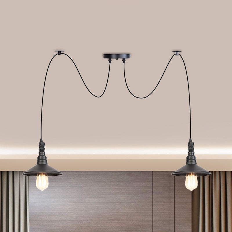 Vintage Iron Saucer Led Pendant - Black 2/3/6 Lights Bar Swag Pendulum Lamp 2 /