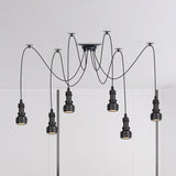 Farmhouse Black Iron Swag Chandelier - Led Water Pipe Multi-Light Suspension Pendant (2/3/6-Light)