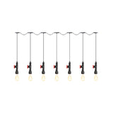 Black Iron Industrial Pendant Light With 5/7 Bulbs - Stylish Multi Bulb Tandem Hanging Lamp