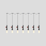 Black Iron Industrial Pendant Light With 5/7 Bulbs - Stylish Multi Bulb Tandem Hanging Lamp