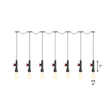 Black Iron Industrial Pendant Light With 5/7 Bulbs - Stylish Multi Bulb Tandem Hanging Lamp