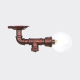 Copper Glass Semi-Flush Mount Led Ceiling Light Fixture