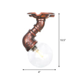 Copper Glass Semi-Flush Mount Led Ceiling Light Fixture