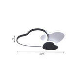 Modern Heart Design Black Ceiling Fixture: Acrylic Led Bedroom Flush Mount Spotlight - Warm/White