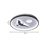 Minimalistic Bird Flush Mount Ceiling Light In Black Finish Acrylic Led With Warm/White