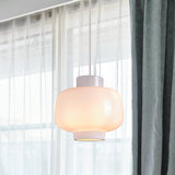 Modern Lantern Living Room Pendant Light With 1-Head Smoke Gray/Cream/Cognac Glass - Stylish Hanging