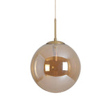 Modernist Tan And Smoke Gray Mirror Glass Globe Pendant Light - 6/10 Wide 1 Suspension Lamp For