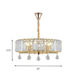 Modern Gold Round Chandelier With Crystal Pendant - 6/8 Heads Droplet Ceiling Light