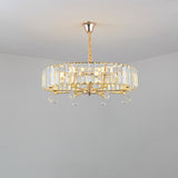 Modern Gold Round Chandelier With Crystal Pendant - 6/8 Heads Droplet Ceiling Light