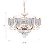 Modern Crystal Block Bell Chandelier With Gold Finish - 6/8 Heads