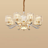 Contemporary Crystal Suspension Light Chandelier - 6/8-Head Dining Room Lighting Silver