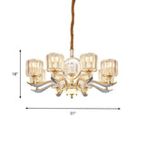 Contemporary Crystal Suspension Light Chandelier - 6/8-Head Dining Room Lighting Silver