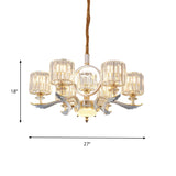 Contemporary Crystal Suspension Light Chandelier - 6/8-Head Dining Room Lighting Silver