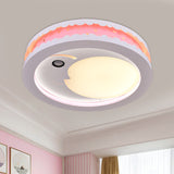 Metal Led Music Ceiling Light For Bedrooms: Hollow Crescent Design (Pink/Blue/Navy) Pink