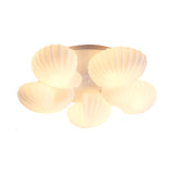 Nautical Glass Scallop Shell Flush Light - 3/5-Light Mount Ceiling Lighting For Living Room