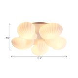 Nautical Glass Scallop Shell Flush Light - 3/5-Light Mount Ceiling Lighting For Living Room