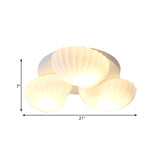 Nautical Glass Scallop Shell Flush Light - 3/5-Light Mount Ceiling Lighting For Living Room